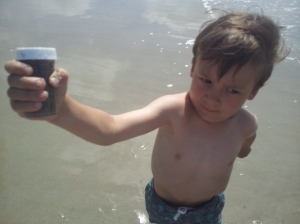 Bo showing off his beach jar.  